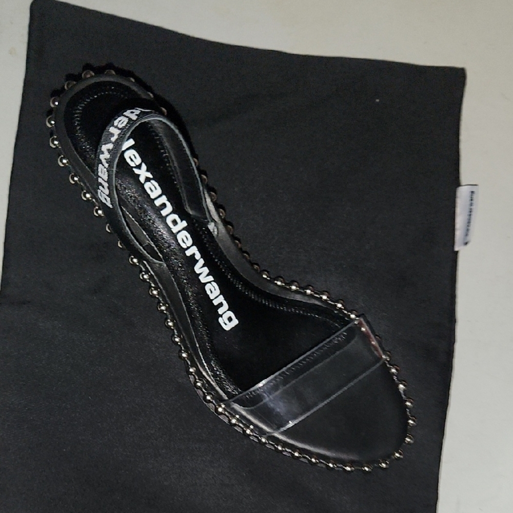 Alexander Wang Black and Silver Slide Sandals